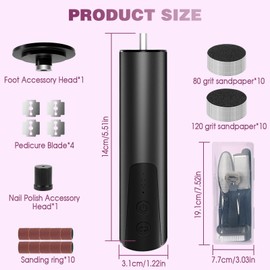 CAUTIOUS 2-in-1 Electric Callus Remover, 6 Adjustable Speed Pedicure Set, Electric Manicure Set (Black)