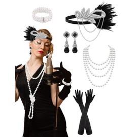 PLULON 6 Pcs 1920s Flapper Accessories for Women, Great Gatsby Flapper Accessories Fashion Roaring 20s Costume for Women