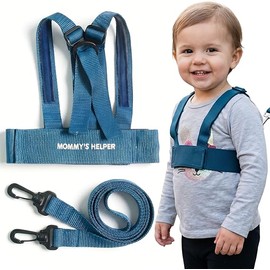 Toddler Leash & Harness for Child Safety - Keep Kids & Babies Close - Padded Shoulder Straps for Children's Comfort - Fits Toddlers w/ Chest Size 14-25.5 Inches - Kid Keeper by Mommy's Helper (Blue)