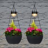 BAYN 2 Packs Solar Hanging Basket Planters for Plants Outdoor,