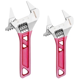 MAXPOWER 2pcs Adjustable Spanner Set, Slim Jaw Adjustable Wrench, Plumbing Wrench Pipe Wrench with Reversible Wide Opening Jaw (4.5"/114mm and 5"/127mm)