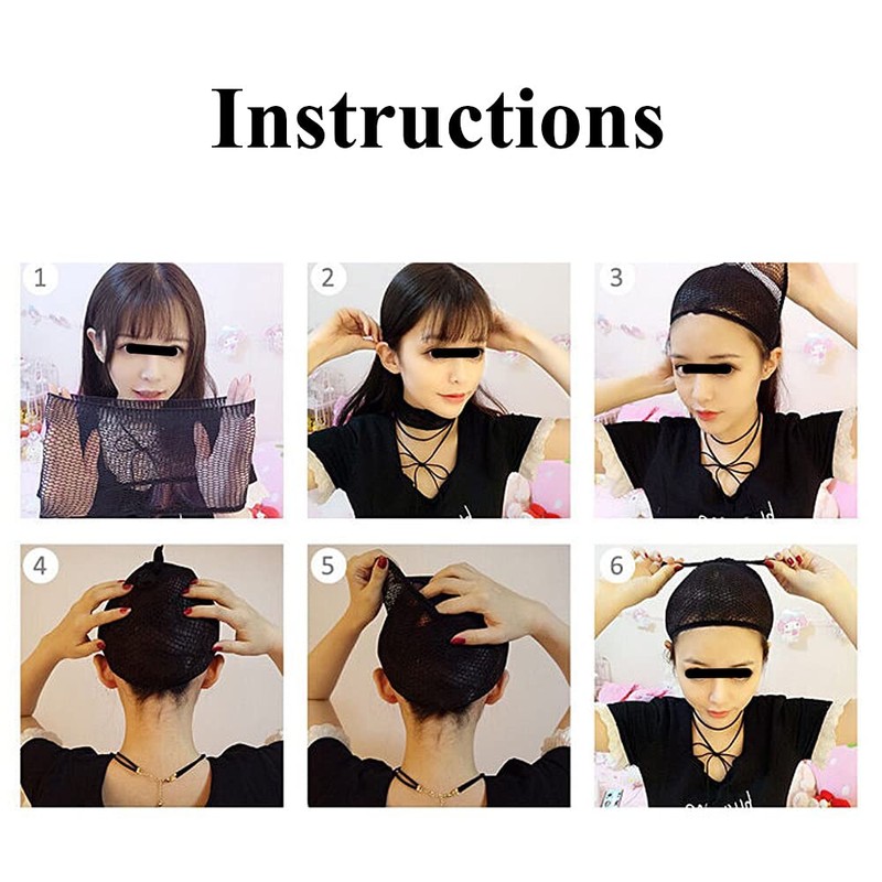 15 Pcs Black Mesh Wig Cap Open top Nylon Net