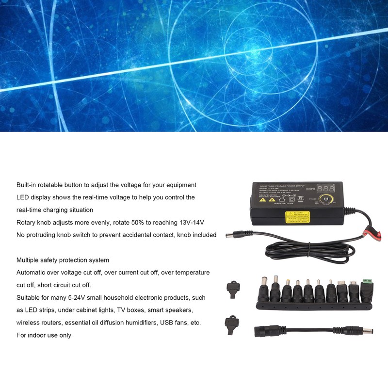 60W Universal Power Supply Adjustable DC 5V‑24V Variable Switching AC/DC