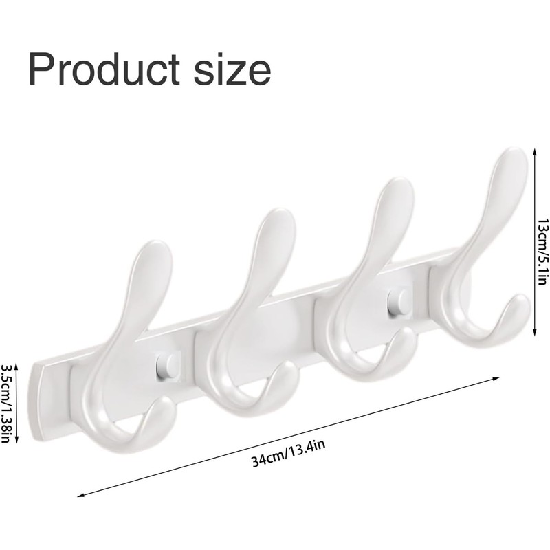 YUET 4 Door Hook Coat Bathroom Towel Hooks Wall Mounted