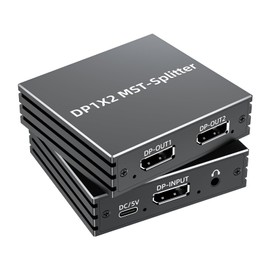 BolAAzuL MST DisplayPort Splitter Hub 1 in 2 Out for Dual Monitors 4K@144Hz/120Hz with Audio Port DisplayPort to Dual Displayport Adapter 1 to 2 w/Power for Multitasking Extend Mirror Display