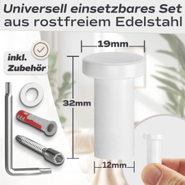 BERGVILLE® Set of 4 Premium Coat Hooks White Structured – Universal Use as Towel Rail, Coat Hook, Wall Hooks with Accessories Made in Germany