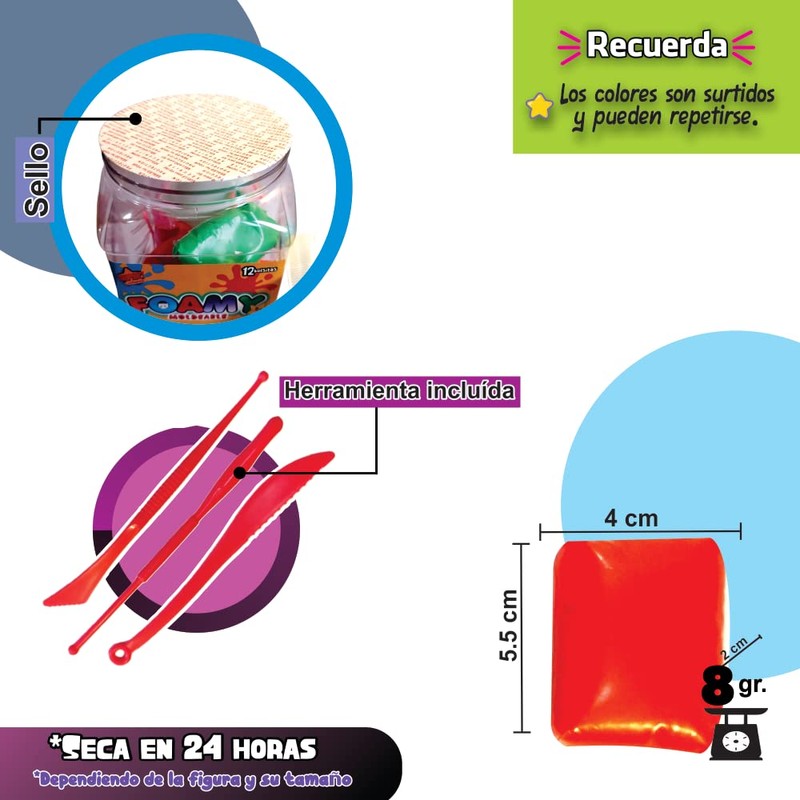 TABAMI, Foamy moldeable, 12 bolsitas