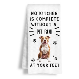 HSIASHENG Funny Pit Bull Hand Towels for Kitchen Home Bathroom Decor, A Kitchen is Not Complete Without A Pit Bull Dish Towel, Dog Lovers Gift, 16×24 Inch