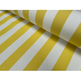 Yellow & White Striped Dralon Outdoor Fabric Acrylic Teflon Waterproof Upholstery Material for Cushion Gazebo Beach - 160cm Wide (Sold by The metre)