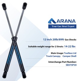 ARANA Gas Struts 12 inch 20lb Gas Shocks Springs C16-10618 12" 89N Gas Props Lift Supports for Truck Toolbox Lid Weatherguard Tool Box Camper Shell Topper Window Canopy Cap C16-15053, 2Pcs