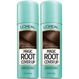 L'Oreal Paris Magic Root Cover Up Gray Concealer Spray Medium Brown 4 oz (2 pack)