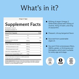 Needed. Prenatal Omega-3 - High Potency Dose of Sustainably Sourced Fish Oil, Bergamot Flavor, 1000mg DHA, 1000mg EPA, Encased in a Gelatin-Free, Plant-Based Softgel Shell, 30-Day Supply