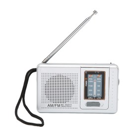 AM FM Portable Pocket Radio, Compact Transistor Radios, Best Reception, Speaker, Earphone Jack, Long Lasting, 2 AA Battery Operated for Indoor, Outdoor & Emergency Use (Silver)
