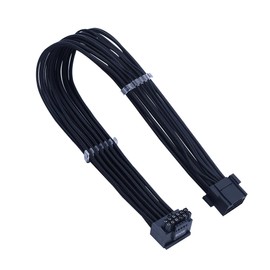 12V-2x6 PCIe 5.1 GPU Power Cable, 90-Degree L-Angle Design, 600W Compatible, White Sleeved (Black, Type A)