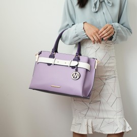 MKF Collection Satchel Bag for Women, Vegan Leather Crossbody Shoulder Handbag Top Handle Purse by Mia k