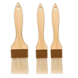 3pcs Natural Boar Bristle Brushes,Pastry Basting Brushes,for Barbecue,Outdoor Dining,Brush with Oil/Butter/sauces/marinades,Clearing The dust(1PCS 2 inch,2PCS 1inch)