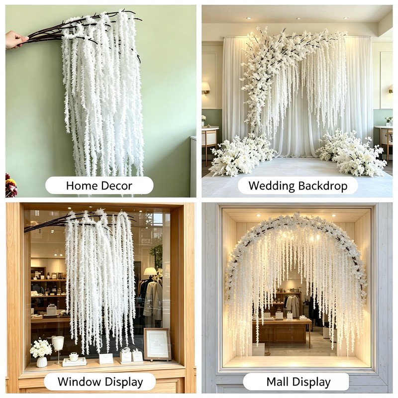 4 PCS White Artificial Yarn Amaranthus for Decor