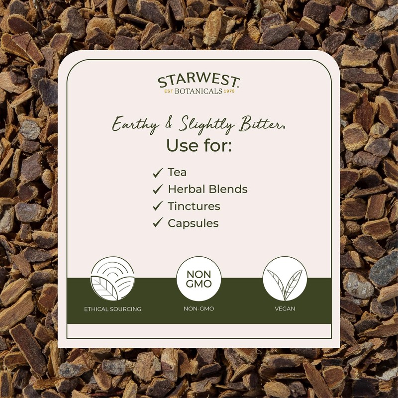 Starwest Botanicals Cascara Sagrada Bark - Dried Herb for Tea,