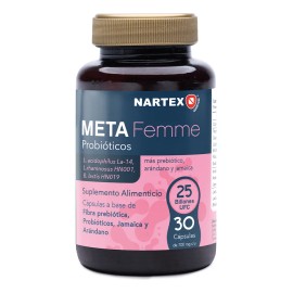 Meta Femme Nartex Wellness 30 Caps 25 Billones UFC Prebiticos Y Probiticos Suplemento Para Mujeres, Salud ntima, Digestiva E Inmunolgica              