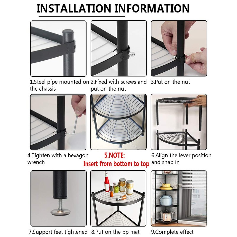 MAGCOLOR 5-Tier Kitchen Corner Shelf Rack, Free Standing Pot Rack