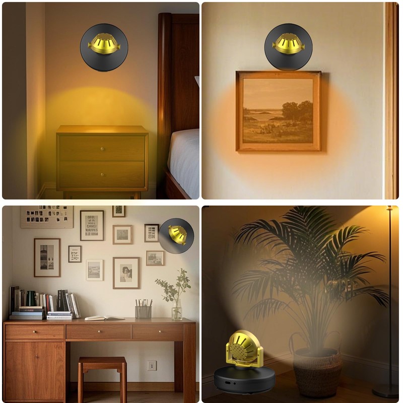 Wireless LED Spotlight 2 Pack, Rechargeable Uplights Picture Lights with
