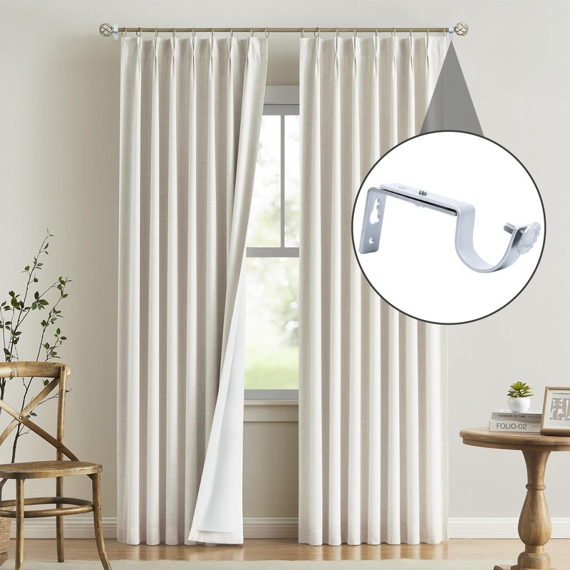 Scettar 6 Pcs Curtain Pole Brackets, Scettar Adjustable Silver Curtain