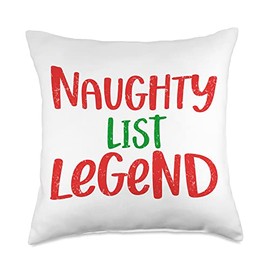 Naughty or Nice Christmas Designs List Legend Christmas Naughty or Nice Funny Xmas Throw Pillow, 18x18, Multicolor