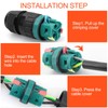 Fousenuk Pack of 4 IP68 Cable Connectors, Waterproof Cable Connector,