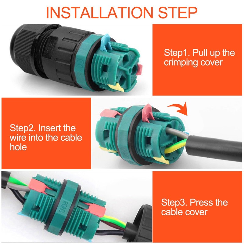 Fousenuk Pack of 4 IP68 Cable Connectors, Waterproof Cable Connector,