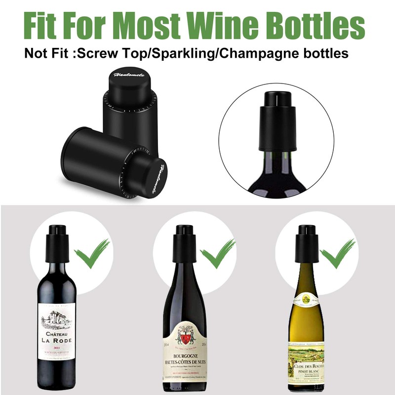 [2 PACK]Wine Bottle Stoppers, Reusable Wine Stoppers, Vacuum Wine Preserver