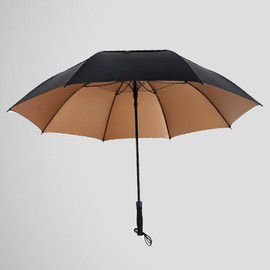Automatic Sunshade Umbrella Double Layer Breathable Business Umbrella for Sunny and Rainy Day Gold Glue