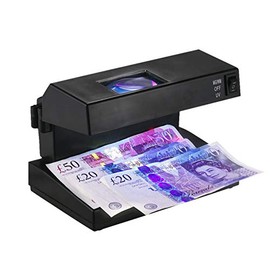 Domary Detector de billetes falsos de escritorio portátil Billetes en efectivo Billetes de banco Notas Checker Machine Soporte Ultravioleta UV y Detección de marca de agua con lupa Probador de dinero