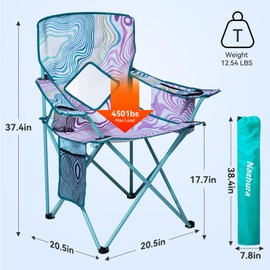 Nazhura 2 Pack Folding Camping Chair with Cooler Pouch, Mesh Backrest and Cup Holder Pocket (Flower, 2 Pack)