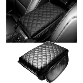 SENSHINE 1.2in Thickness Center Console Cover for Ford Bronco Accessories 2021-2023 2024 2025 2/4 Door Armrest Seat Stroage Box Protector Console Pad with Side Pockets Leather Prevent Scratch (Black)