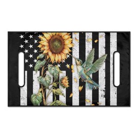 Suobstales American Flag Hummingbird Sunflower Print Golf Cart Seat Covers, Portable Golf Cart Seat Towel Blanket Universal Fit Club Car 2-Person Golf Cart Seat Cushion Covers, Machine Washable