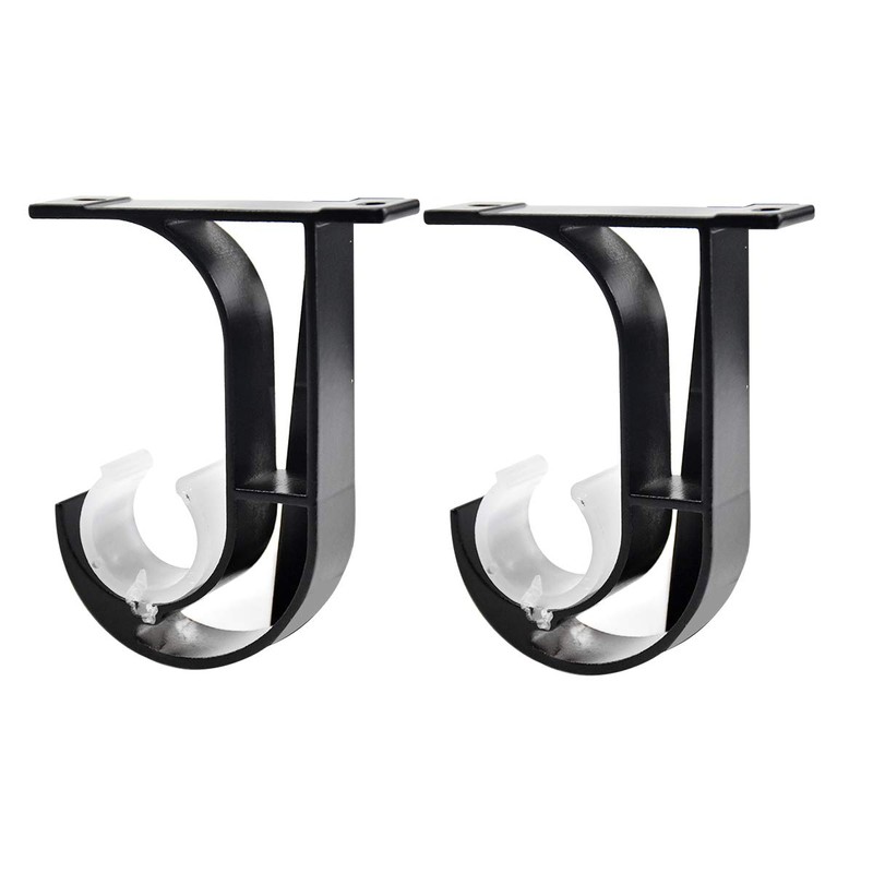 Ceiling-Mount Bracket Black Curtain Rod Holder Heavy Duty Curtain Pole