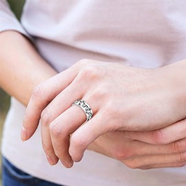 Vera Glam | Gear Fidget Ring | Stainless Steel Anxiety Relief Ring | Stress Relieving for Men and Women | Wedding Band | Sizes 6-10 | YA4403