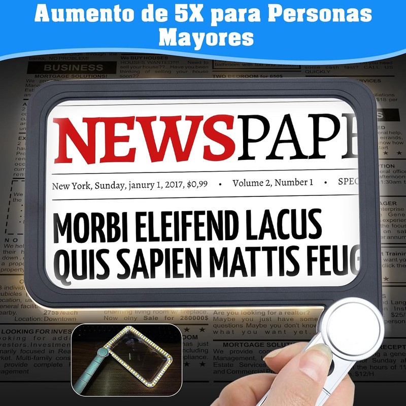 Lupa con Luz LED 5X XT-F9 de NKMSAGE – Gran