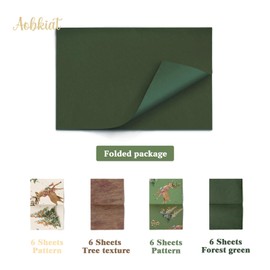 AOBKIAT Christmas Wrapping Paper, 24 Sheets Green Tissue Paper for Gift Boxes, Packaging of Wine Bottles, New Year Decorations, DIY Kraft Paper, 51 x 38 cm