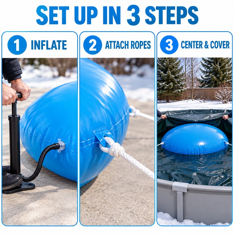 5 x 5 Ft Round Winter Pool Pillow, Inflatable PVC