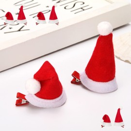 Pack of 8 classic Christmas hair clips, Christmas hat hair clips for children/girls/women/Christmas party (two styles)