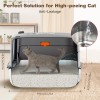 FUEIRYOG Enclosed Stainless Steel Litter Box with Lid for Big