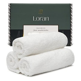 Luxury Bamboo Facial Washcloths, Set of 6, white