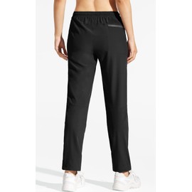 MOCOLY Women's Cargo Hiking Pants Elastic Waist Quick Dry Lightweight Outdoor Water Resistant UPF 50+ Long Pants Zipper