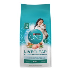 Purina ONE LiveClear Allergen-Reducing Cat Food Dry Formula with Real Chicken As The Number One Ingredient - 3 lb. Bag