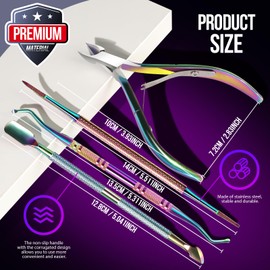 FANDAMEI Cuticle Kit, 4 PCS Nail Care Kit, Manicure Pedicure Tools, Nail Cuticle Nippers, Ingrown Toenail Tools Kit, Toenail File and Lifters Stainless Steel, Nail Lifter, Nail Cuticle Pusher