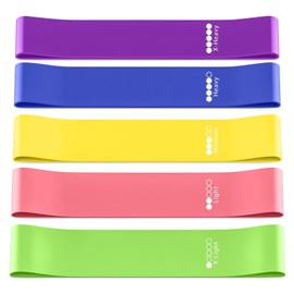 5 Pack Resistance Bands for Workouts, Exercise Bands for Women and Men, Pilates Equipment, Fitness Equipment， 5 Different Levels Elastic Band for Home Gym(Purple+Blue+Yellow+Red+Green)