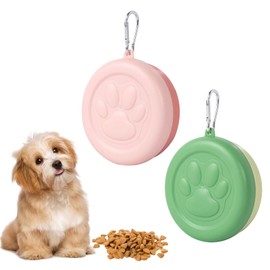 SLSON 2Pack Dog Treat Pouch Pet Food Container for Travel Walking Training Trips Puppy Treats Storage Bag Holders for Leash with Carabiners