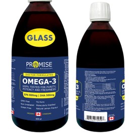 NAKA Promise Omega 3, 100% Tested for Purity, Potency and Freshness, EPA 800 MG, DHA 500 MG, Natural Lemon Flavour, TG Form Molecularly Distilled (500ml)