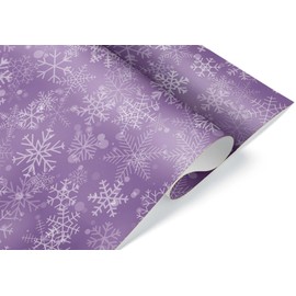 Beautiful Pastel Christmas Thick Gift Wrap, Purple Lavender and White Snowflake Wrapping Paper, Winter Snow Theme Decor (Purple, 6 foot x 30 inch roll)